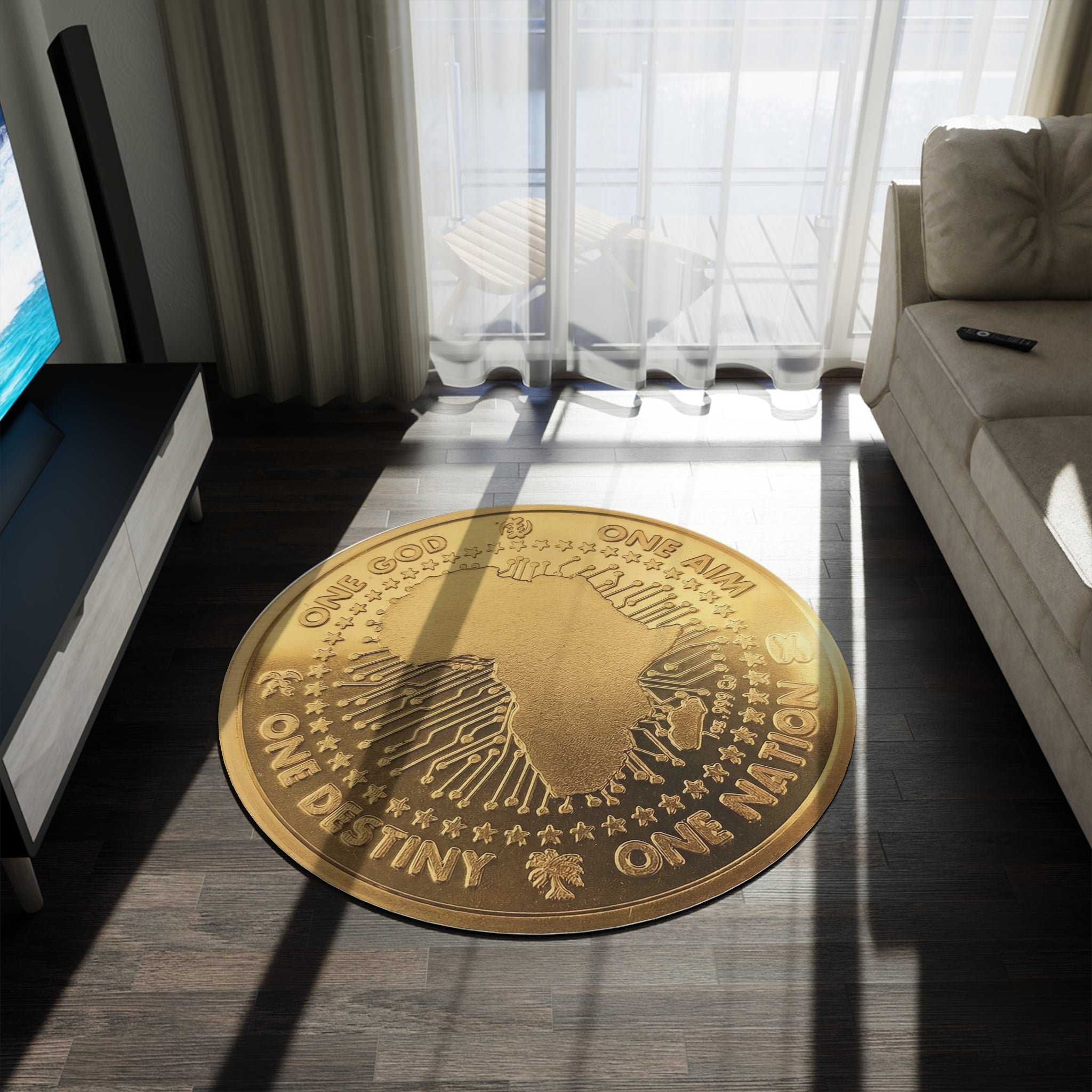 Future of the Motherland Gold Area Rug